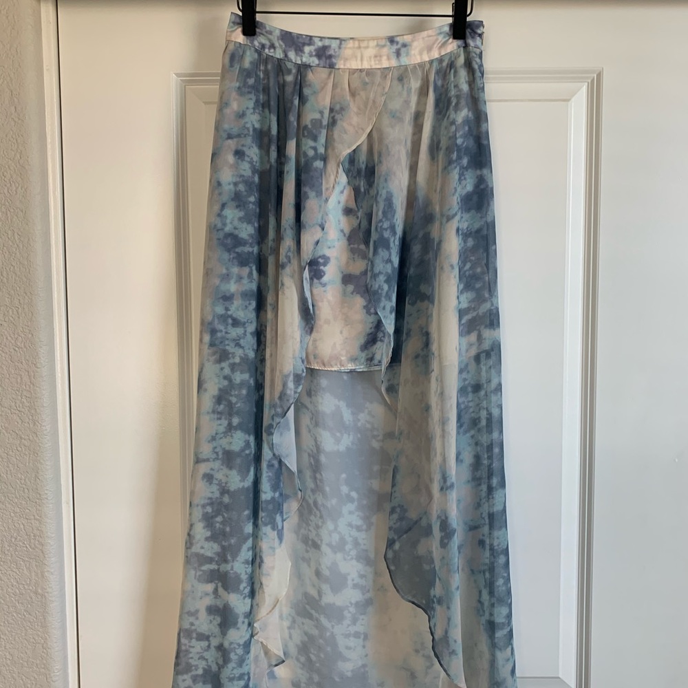 Urban Outfitters Blue Tie Dye High Lo Skirt